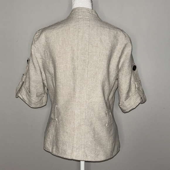 Willi Smith Khaki Safari Linen Blend Top Size Medium - Picture 5 of 7